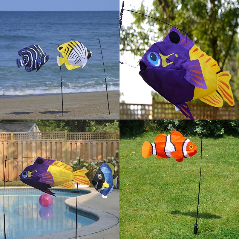 Manche à air poisson Black & White, girouettes et moulins par Premier Kites sur Ennapurna