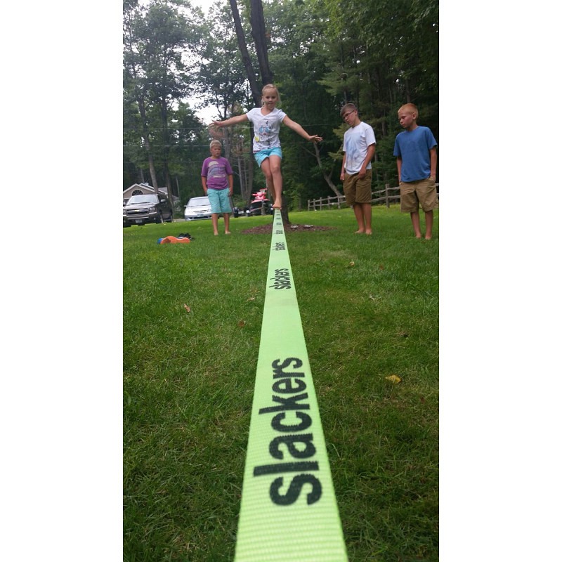 Slackline Slackers USA Classic 15m Avec Sangle D'Apprentissage - Pour Enfants Et Débutants - Capacité 150kg